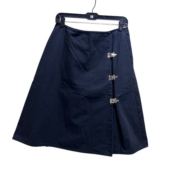 Lemon Twist Black A-Line Skirt M Made in USA Cotton Hardware Closure Minimalist - Picture 2 of 7